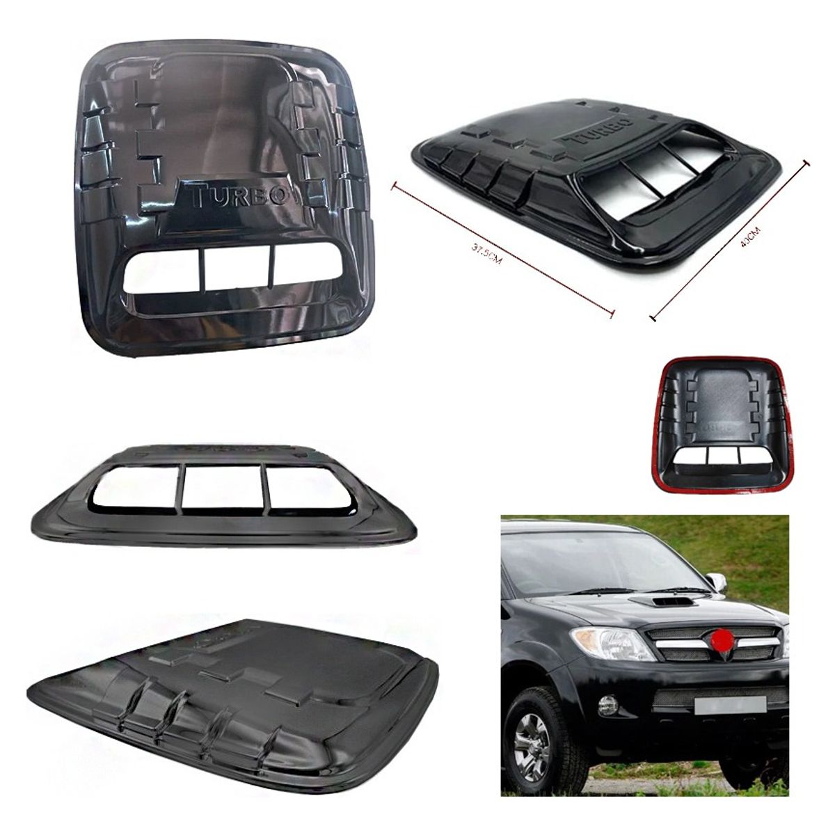 GENERICO - Toma D Aire Capot Turbo Auto Tuning Universal Negro Brillant