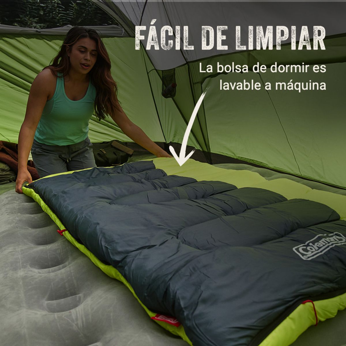 COLEMAN - Saco de Dormir Montauk Coleman -6°C Negro Amarillo