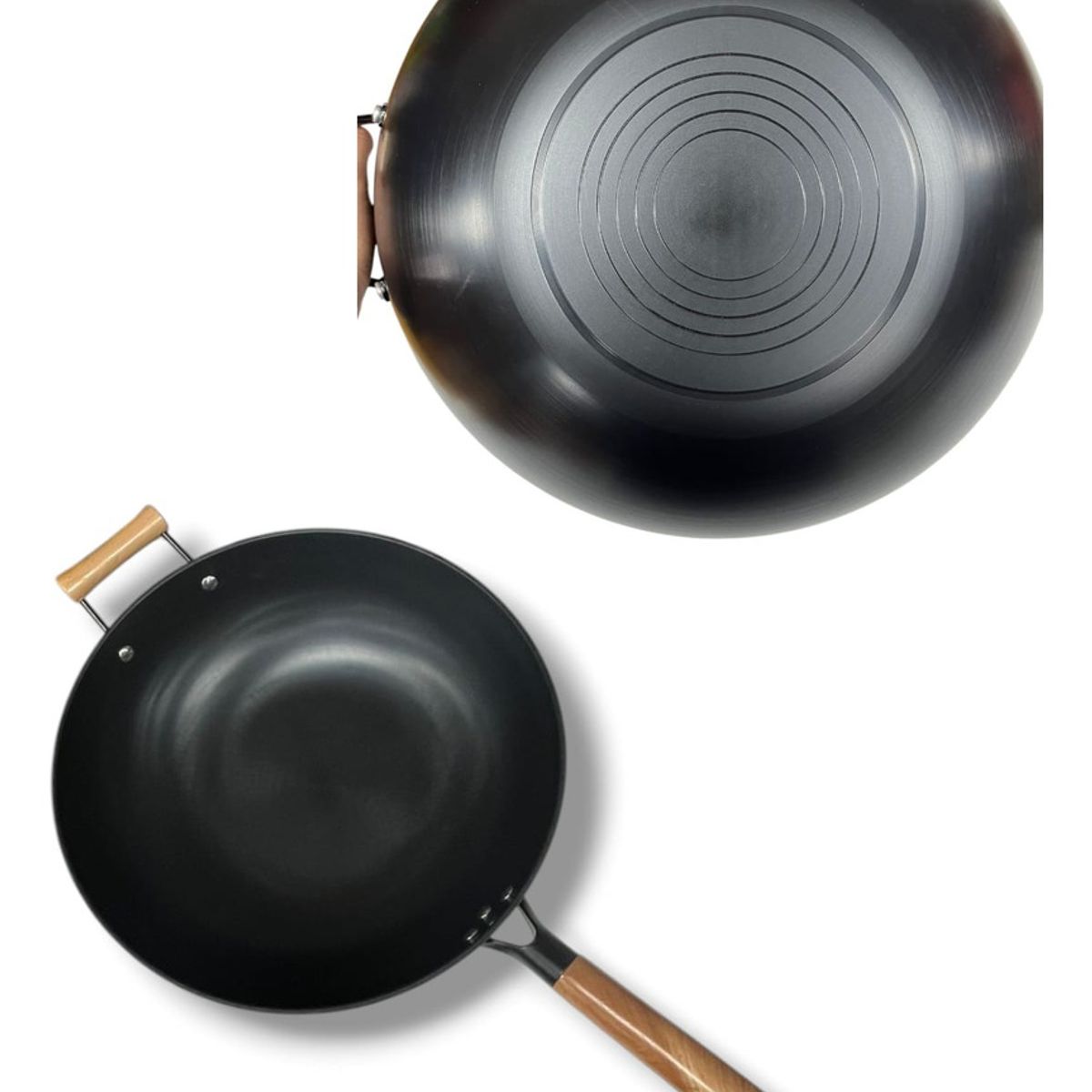 GENERICO - Sarten Woks Chino Con Mango De Madera Antiadherente 365cm