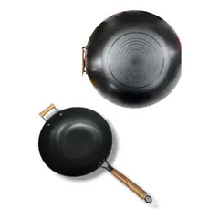 GENERICO - Sarten Woks Chino Con Mango De Madera Antiadherente 365cm