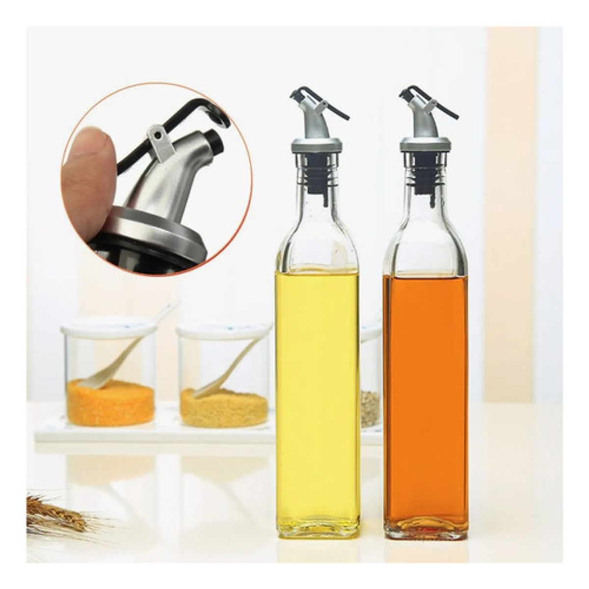 GENERICO - Botella Dispensadora De Vidrio Aceite Vino Con Tapón 500ml