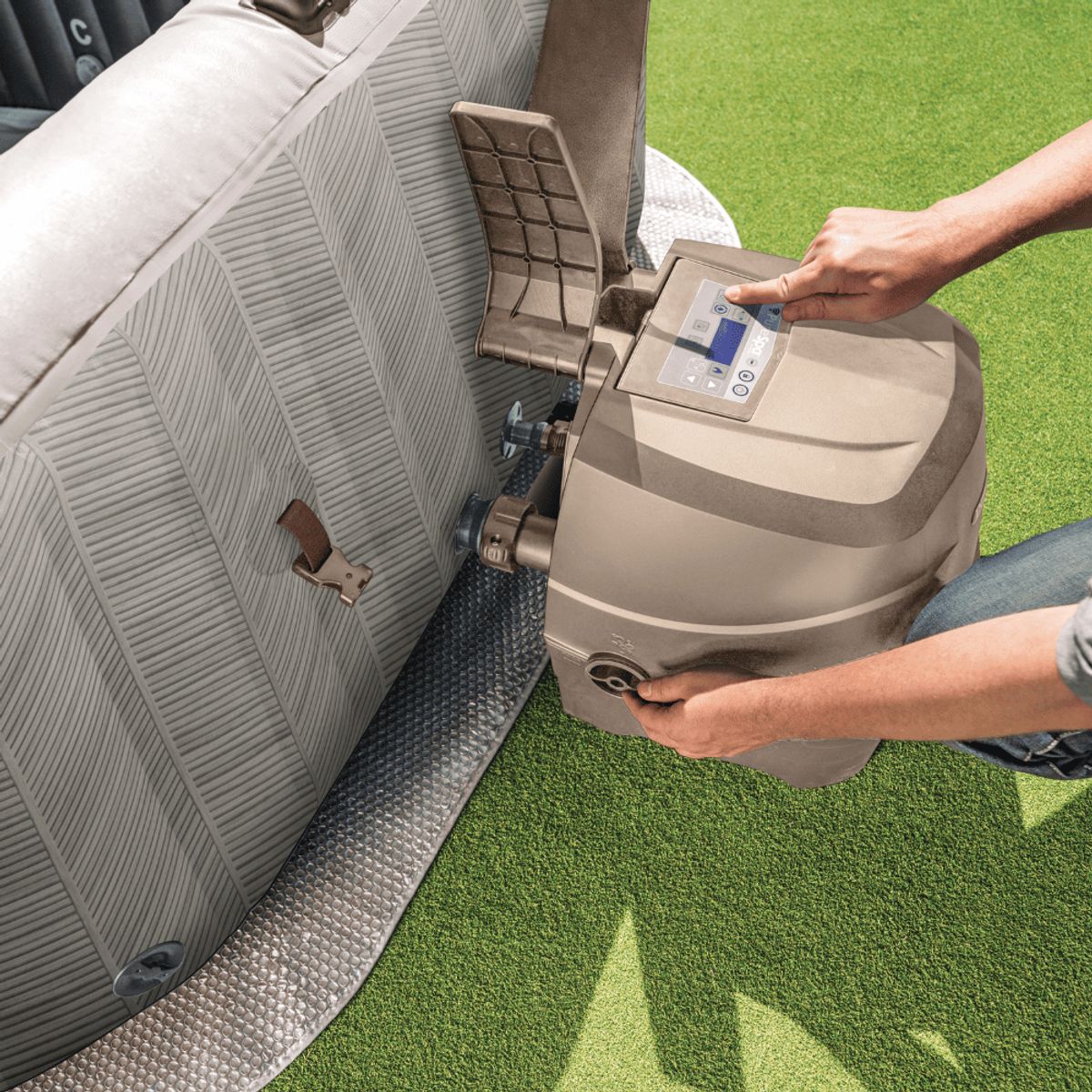 INTEX - Spa Hot Tub Inflable Intex Chevron Deluxe Square Bubble Spa 4 Personas