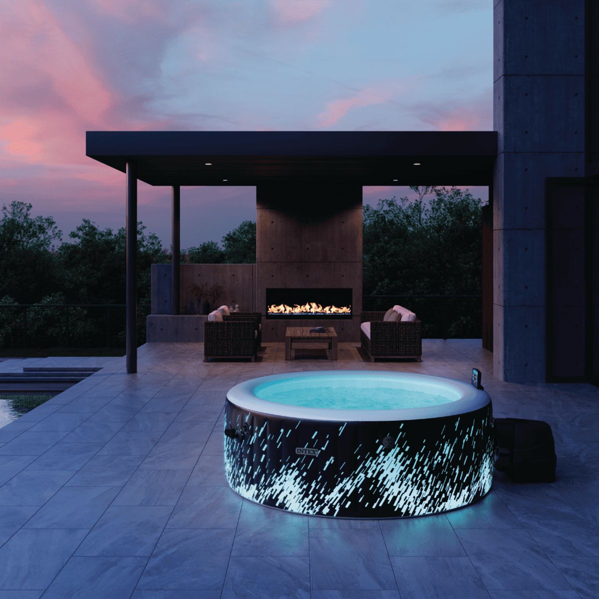 INTEX - Spa Hot Tub Luminoso Inflable Intex Glow Deluxe 4 Personas
