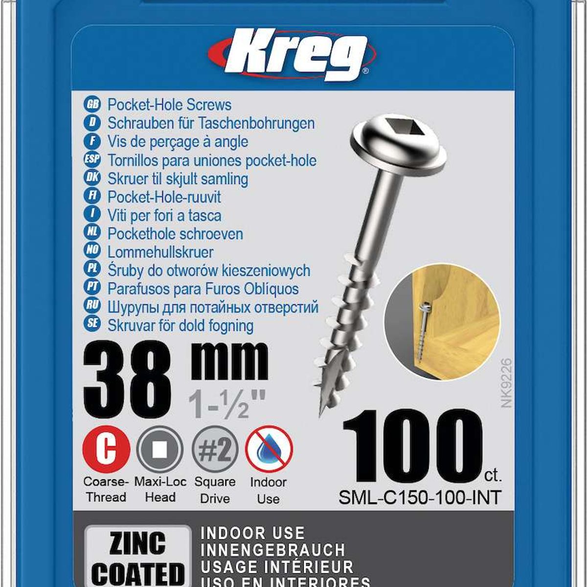 KREG - Tornillo De Zinc Para Orificio Oculto 1 1-2 100u Kreg