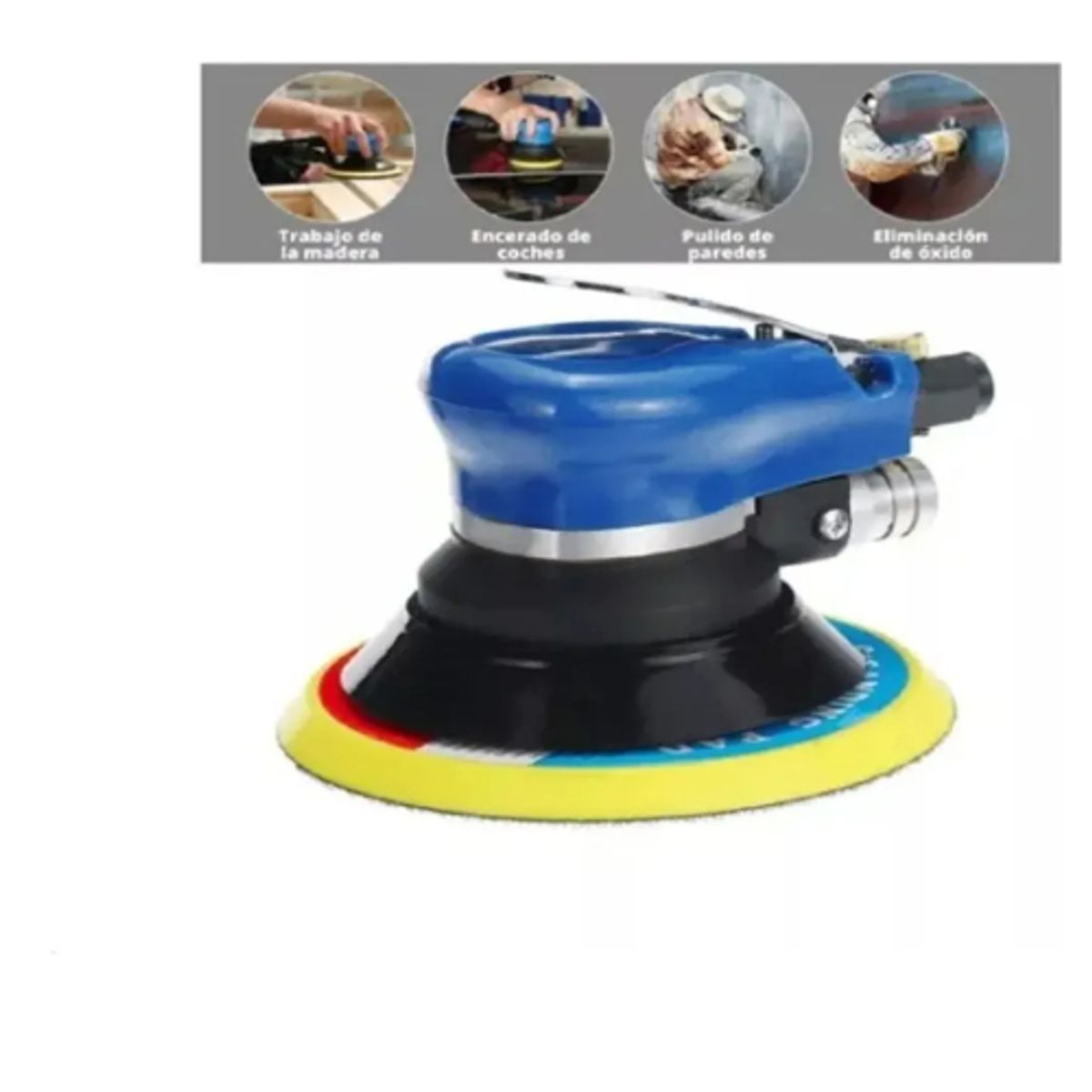 GENERICO - Lijadora Orbital Neumatica 6 Pulgadas Doble Acción Azul