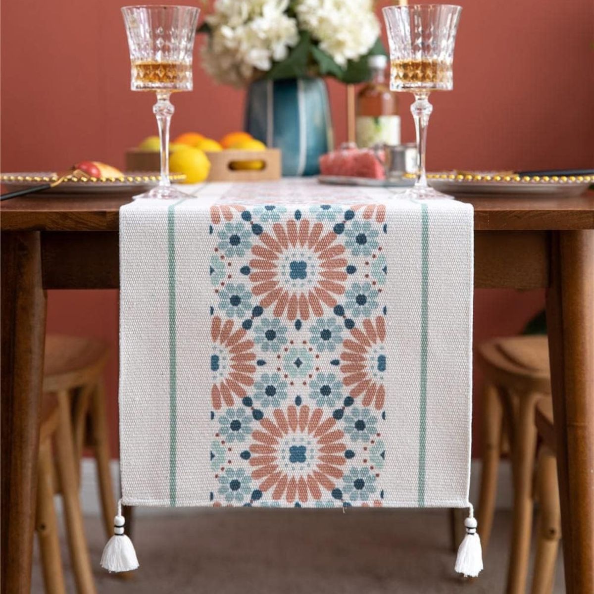 GENERICO - Camino de mesa + Individuales Set de 7 piezas 35x180cm md08