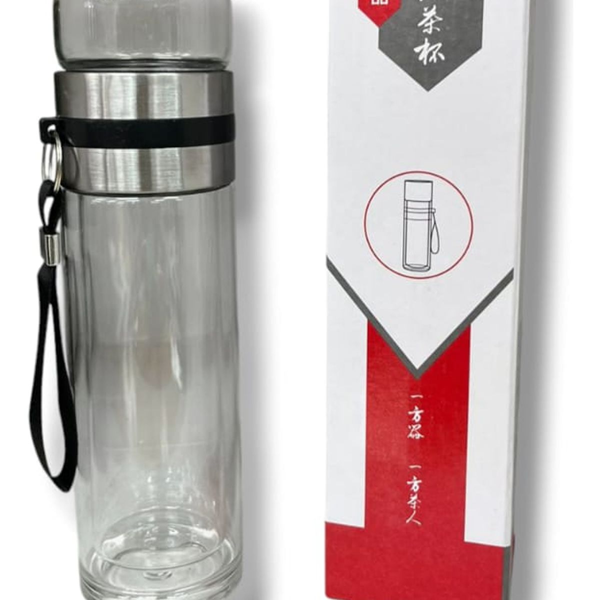 GENERICO - Botella De Vidrio Doble Pared Con Infusor  Para Te De 330ml