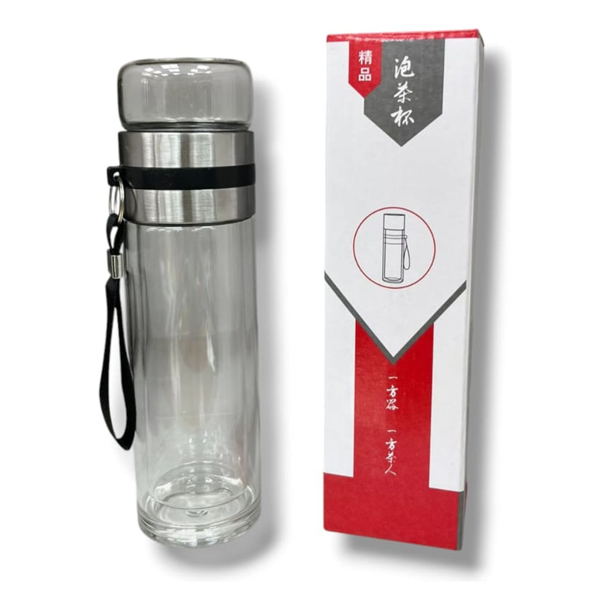 GENERICO - Botella De Vidrio Doble Pared Con Infusor  Para Te De 330ml