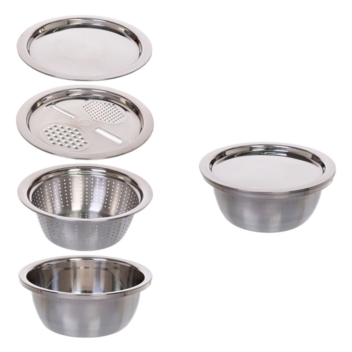 GENERICO - Rallador De Acero Inoxidable Y Fuente Set 3