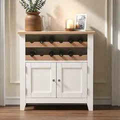 GENERICO - Mueble bar de madera 100x30x90 color Blanco cubierta Natural