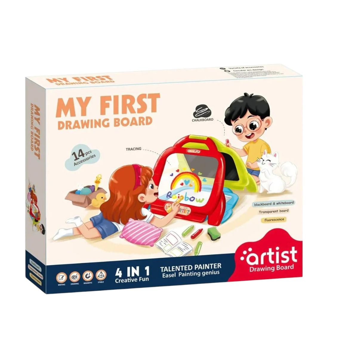 GENERICO - Pizarra Doble Infantil 2 en 1 – Magnética, con Marcadores