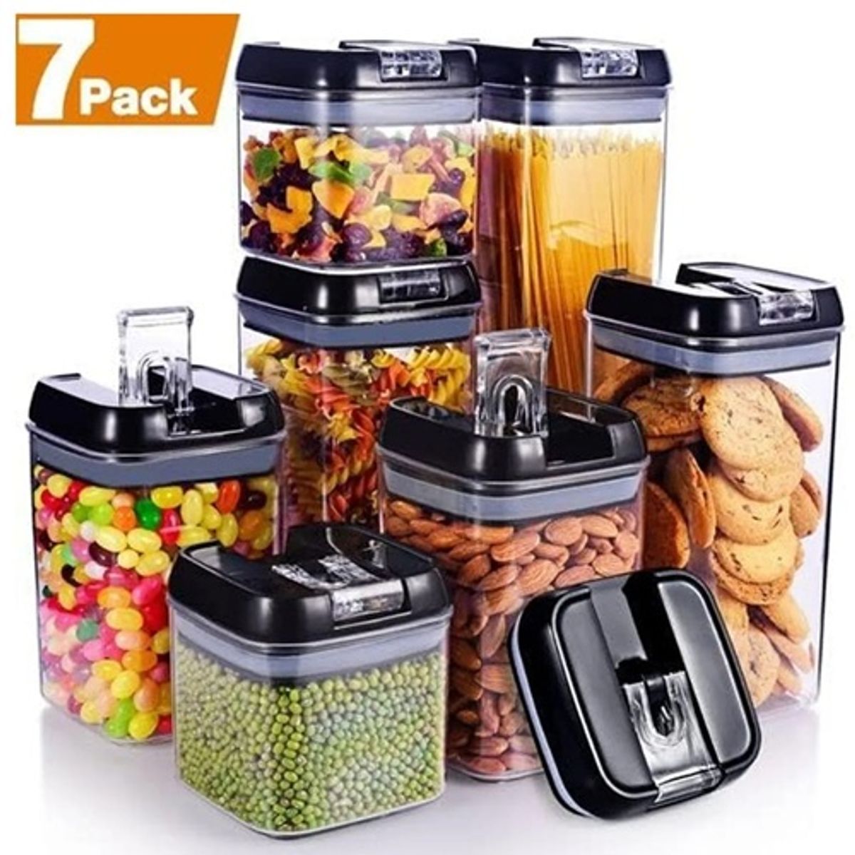 GENERICO - Set Contenedores De Alimentos Almacenamiento 7 P Color Negro 10392