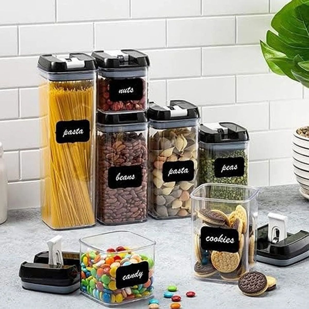 GENERICO - Set Contenedores De Alimentos Almacenamiento 7 P Color Negro 10392