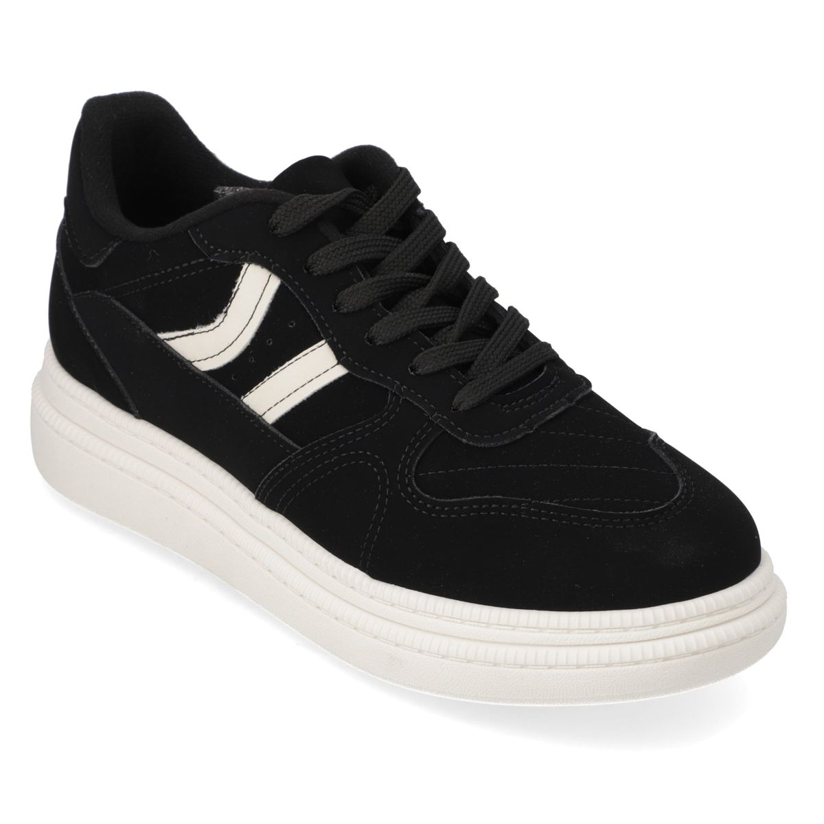 MOLECA - Zapatilla Mujer Moleca Negra con Detalles Blancos