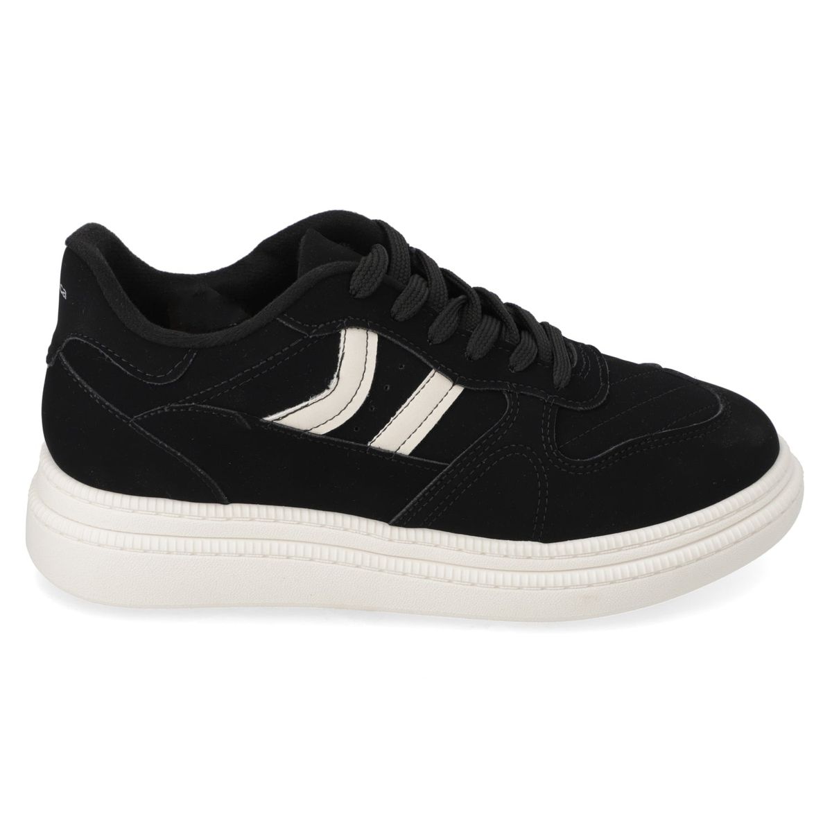 MOLECA - Zapatilla Mujer Moleca Negra con Detalles Blancos