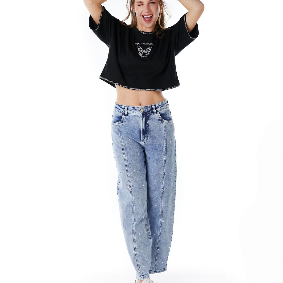 EFESIS - JEANS EINAR BALLOON STRASS AZUL LIGHT EFESIS