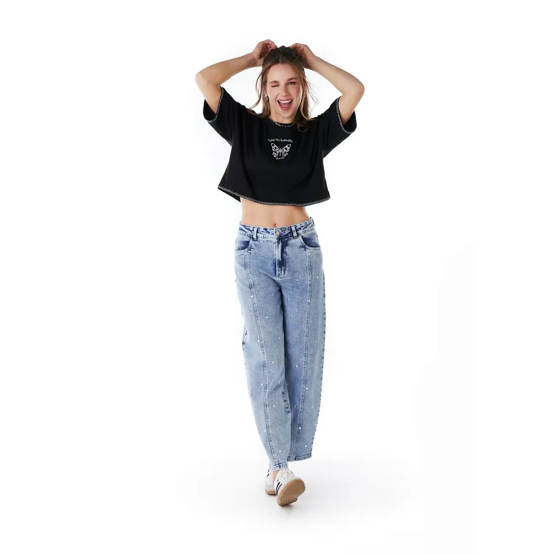 EFESIS - JEANS EINAR BALLOON STRASS AZUL LIGHT EFESIS