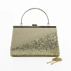 MAILEA - Cartera De Noche Bimaterial Tela Brillante