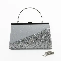 MAILEA - Cartera De Noche Bimaterial Tela Brillante
