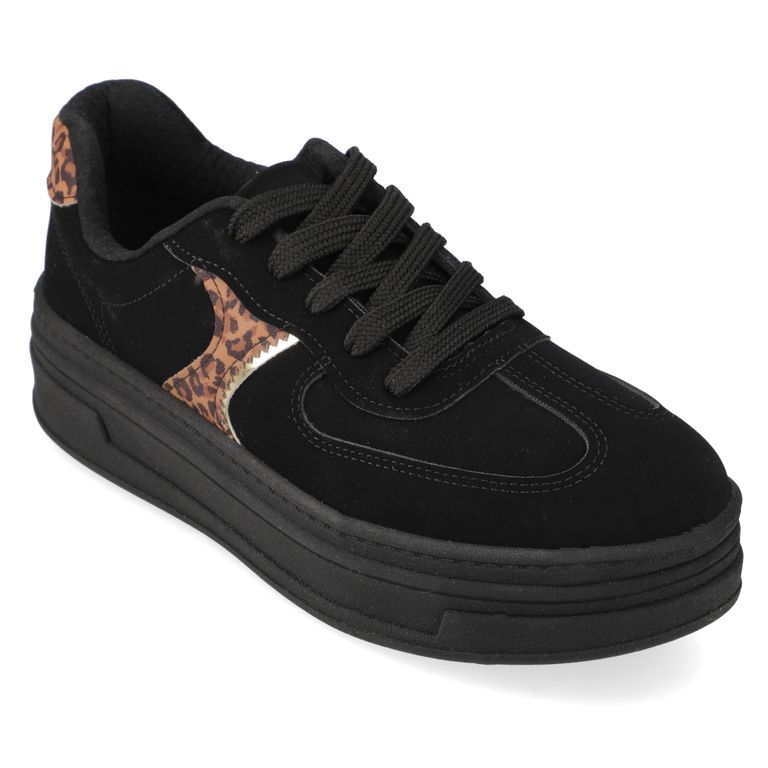 Zapatillas Casuales Negro Animal Print