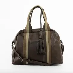 MAILEA - Cartera con franjas de tres colores color Moro