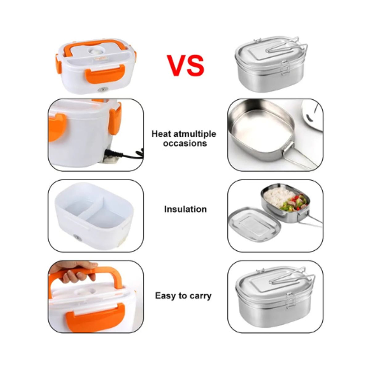 MOVI - Lonchera Eléctrica Portátil Calienta Comida  Con Tapa Hermética.