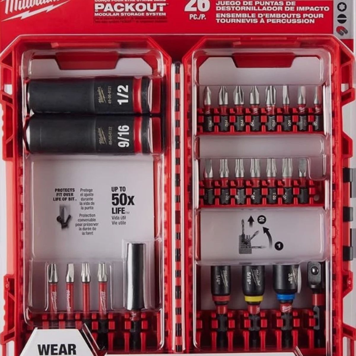 MILWAUKEE - Juego de puntas shockwave 26 piezas impact Milwaukee