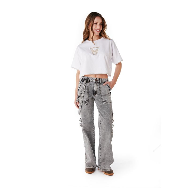 EFESIS - POLERA BIANCHI CROP OVERSIZE C BORDADO BLANCO EFESIS