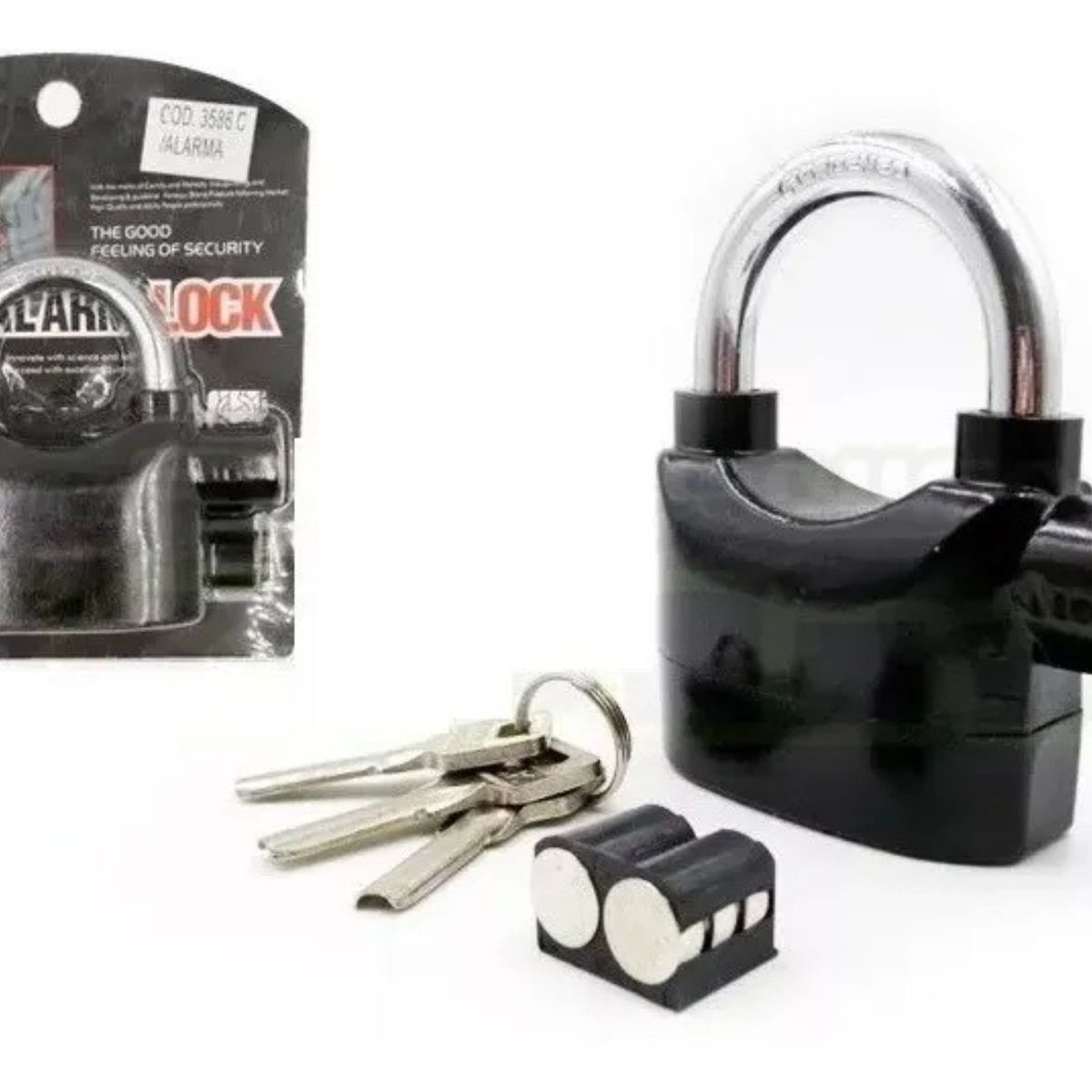 MOVI - Candado con Alarma Antirrobo 110 dB con Llaves y Baterías