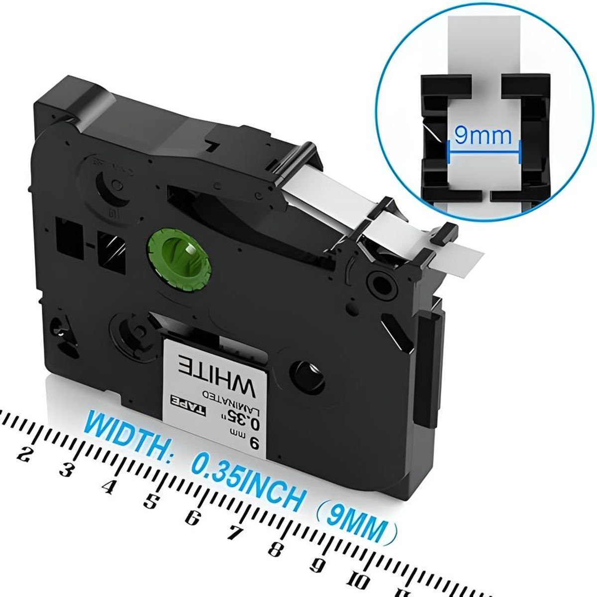 EON - Cinta Blanca Para Brother Tze-221 Rotuladora 9mmx8m