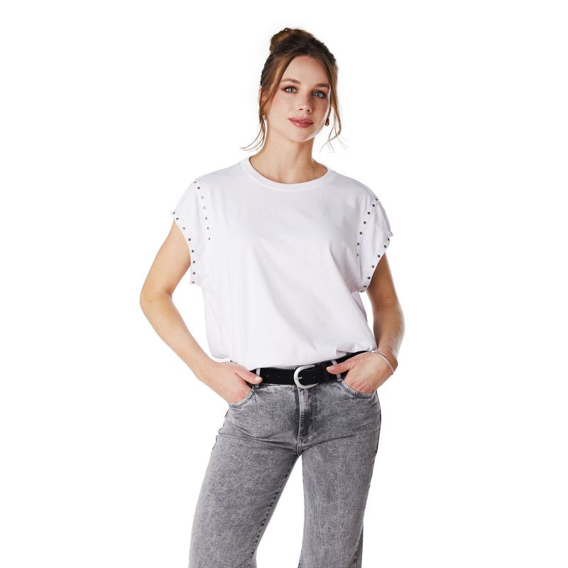EFESIS - POLERA MERCIER OVERSIZE TACHAS Y ABERTURA ESPALDA BLANCO EFESIS