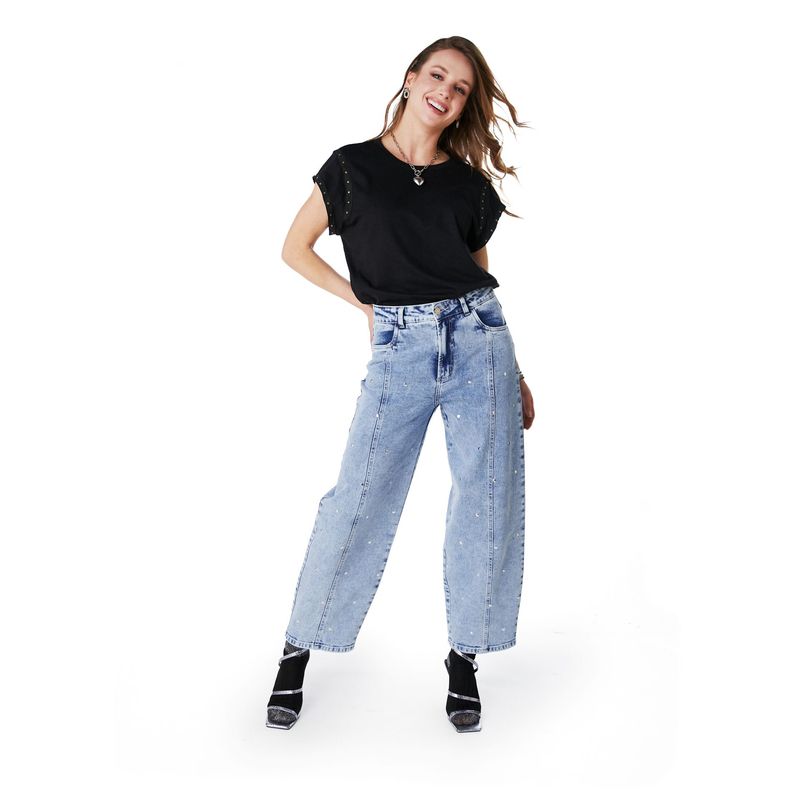 EFESIS - POLERA MERCIER OVERSIZE TACHAS Y ABERTURA ESPALDA NEGRO EFESIS