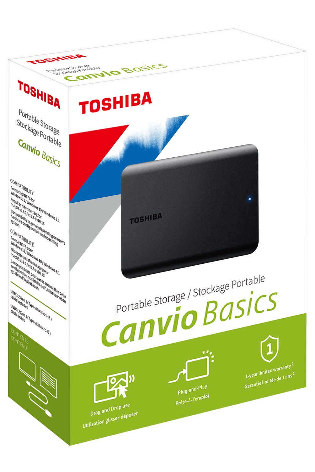 TOSHIBA Disco Duro Portátil Toshiba Canvio Basics 1TB USB 3.0