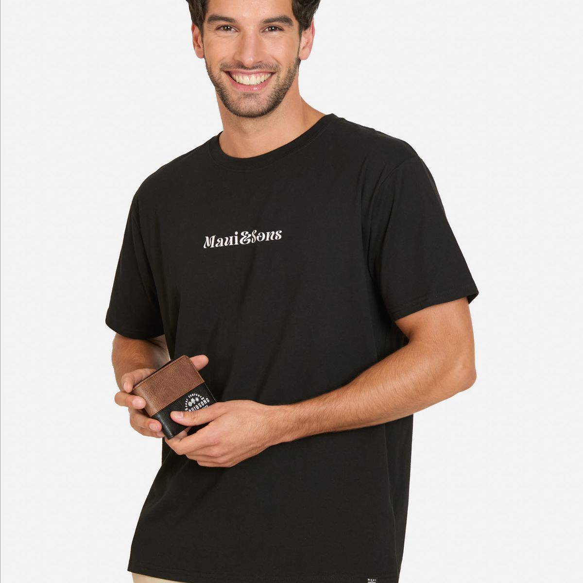 MAUI AND SONS - Pack Polera Billetera Liau Negro Hombre Maui And Sons