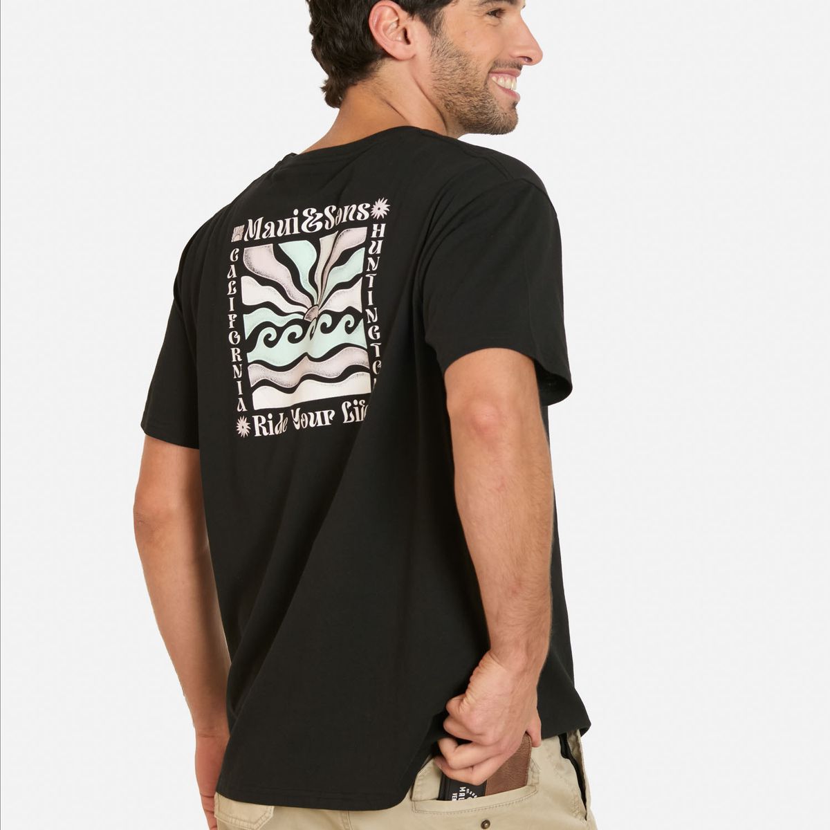 MAUI AND SONS - Pack Polera Billetera Liau Negro Hombre Maui And Sons