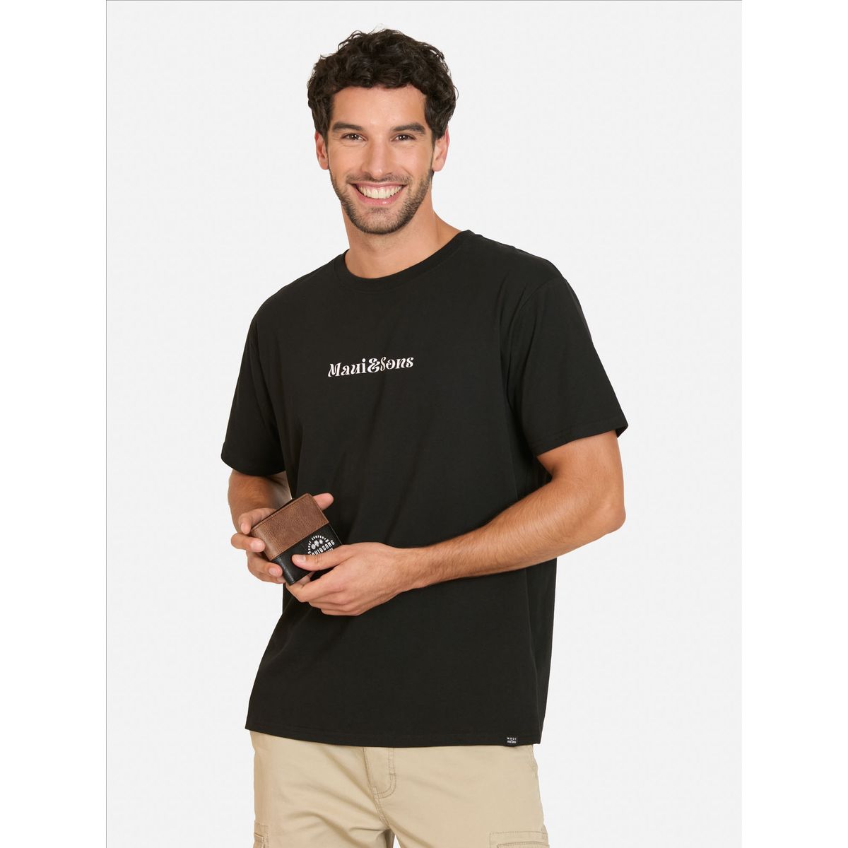 MAUI AND SONS - Pack Polera Billetera Liau Negro Hombre Maui And Sons