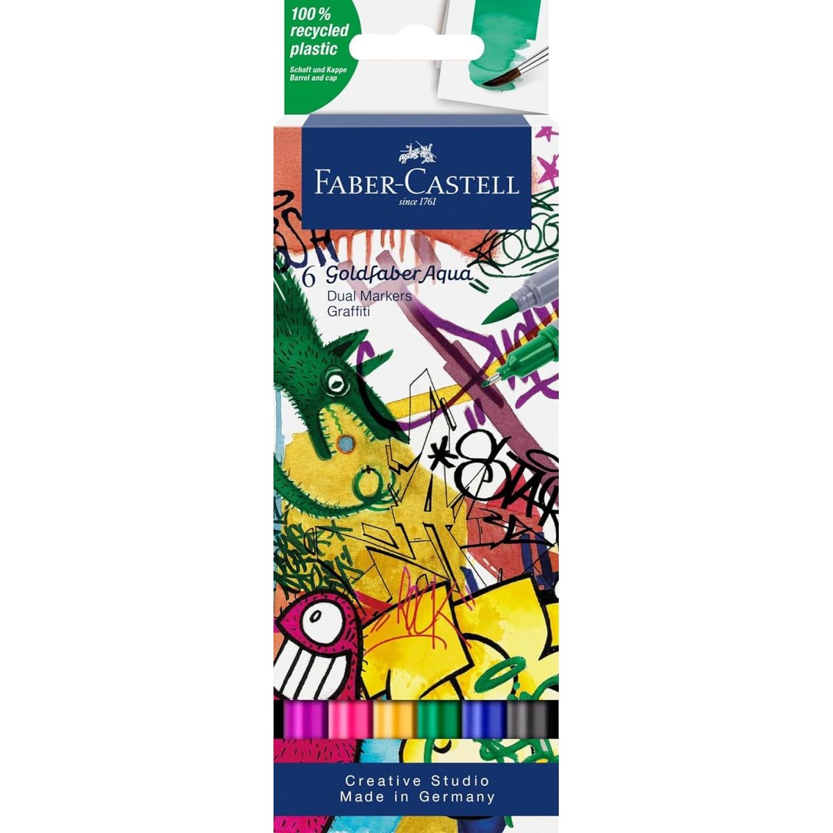 FABER-CASTELL - Marcadores Aqua Dual Graffiti 6x Faber-Castell