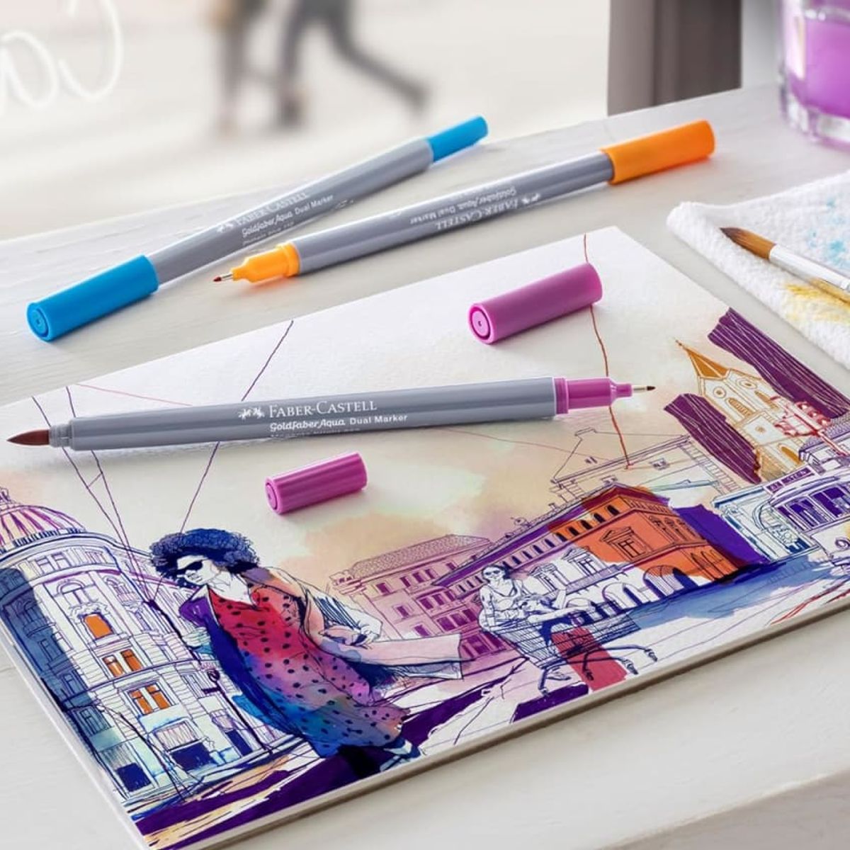 FABER-CASTELL - Marcadores Aqua Dual Graffiti 6x Faber-Castell