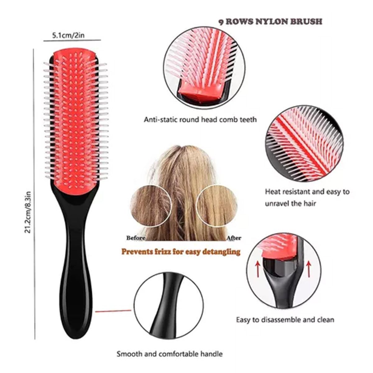 ATURE - Set 10 En 1 Cepillos Para Cabello Desenredar Pelo Rizado