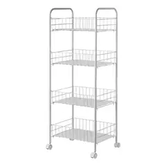 GENERICO - Carrito Verdulero Frutero 4 Estantes Con Ruedas Cocina Color Blanco