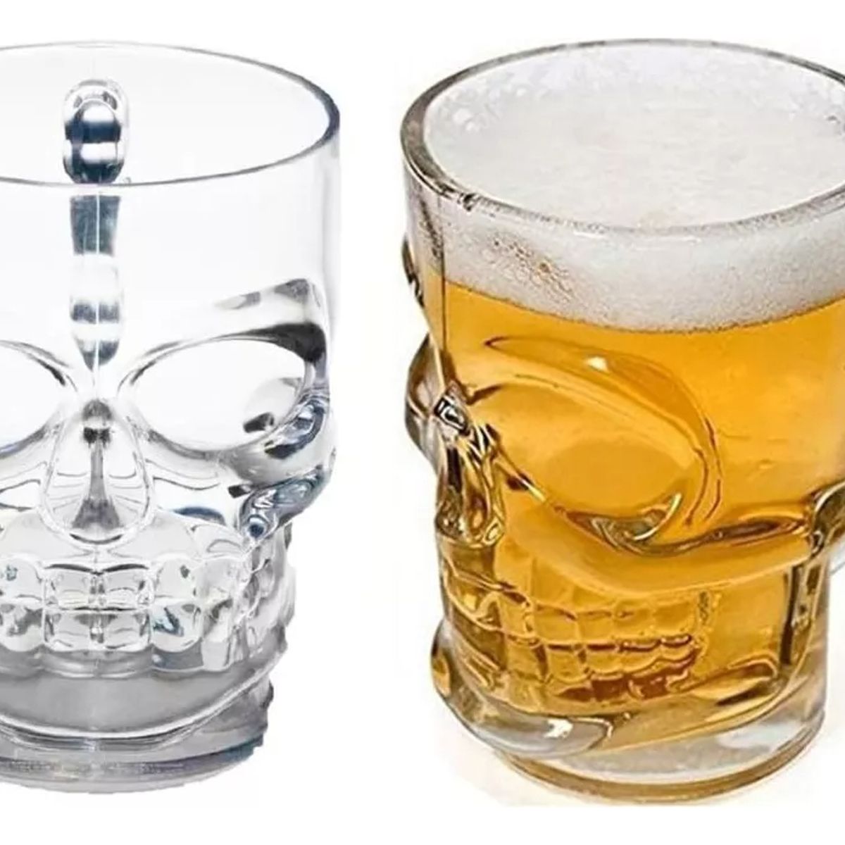 GENERICO - Set De 2 Vaso Cervecero Chopero De Calavera Vidrio 480ml