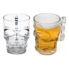 GENERICO - Set De 2 Vaso Cervecero Chopero De Calavera Vidrio 480ml