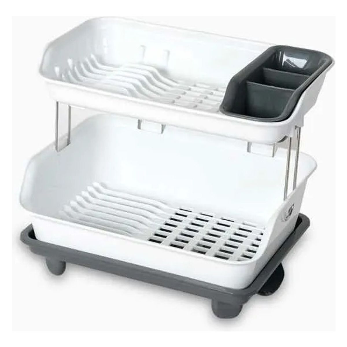 GENERICO - Secador Escurridor De Platos Dos Niveles Plástico Color Blanco