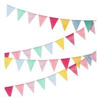 4 Set De Banderines De Lino Multicolor Decoración Eventos