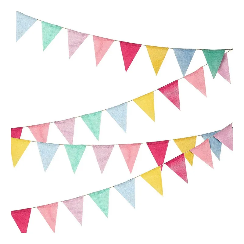 ATURE - 4 Set De Banderines De Lino Multicolor Decoración Eventos