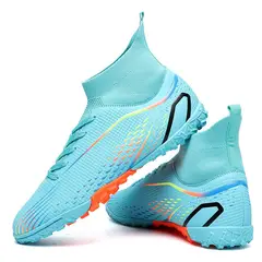 DANWEILE - Zapatos de fútbol antideslizantes con tacos para jóvenes Azul