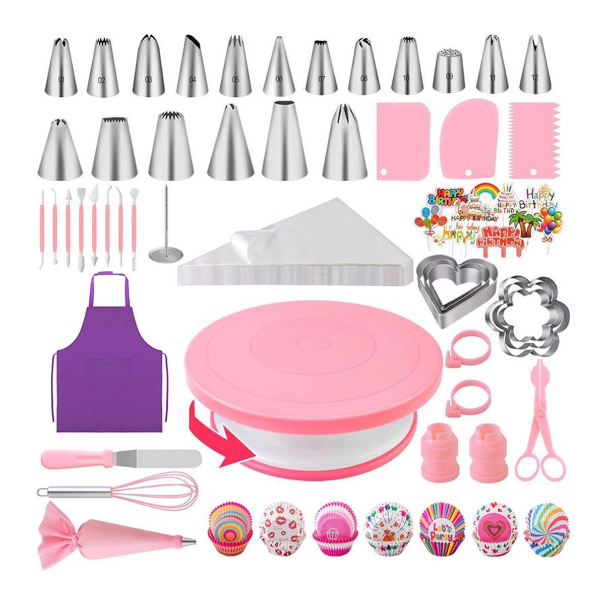 KINDA NICE - Set De 286 Utensilios Para Hornear Con Boca Giratoria Para T