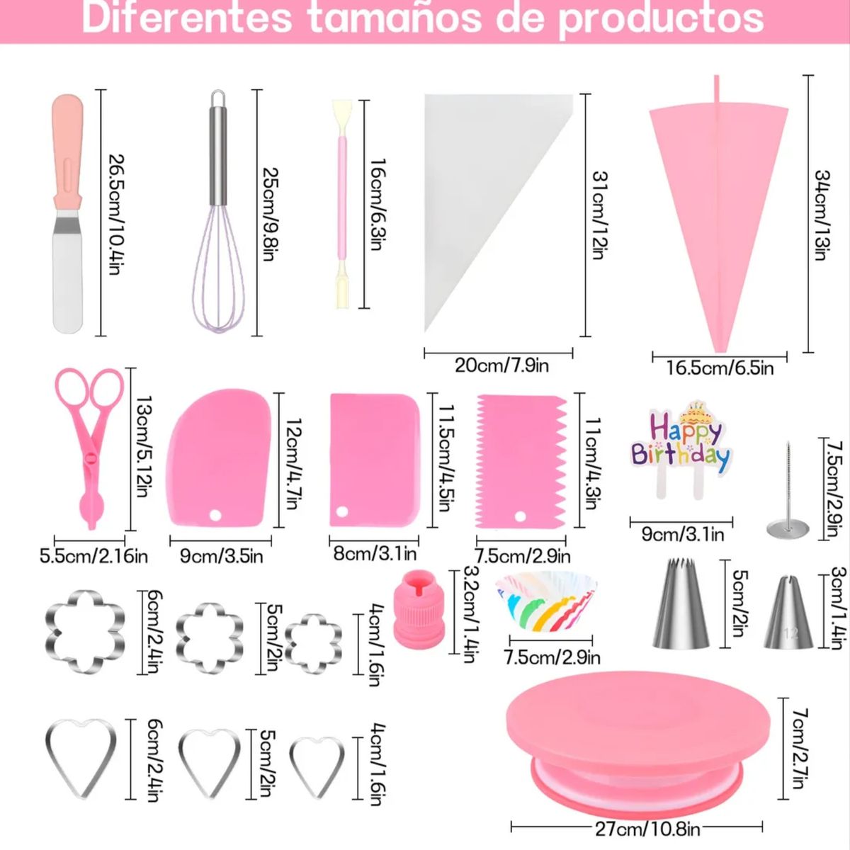 KINDA NICE - Set De 286 Utensilios Para Hornear Con Boca Giratoria Para T