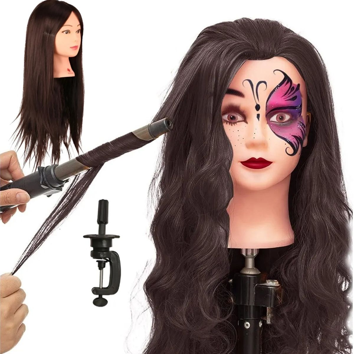 KUANGYE - Modelo De Cabeza Tecnica Pelo Para Peinar Trenzar El Cabello