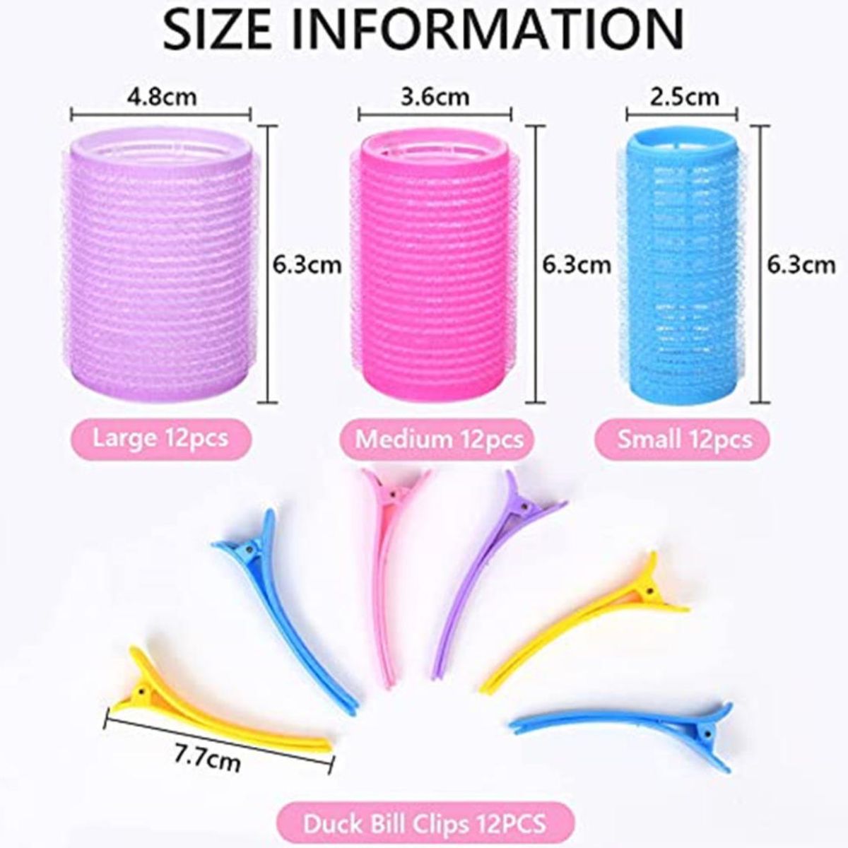 KINDA NICE - 48 Rollos De Rulos Para Peinar El Cabello Con Velcro.